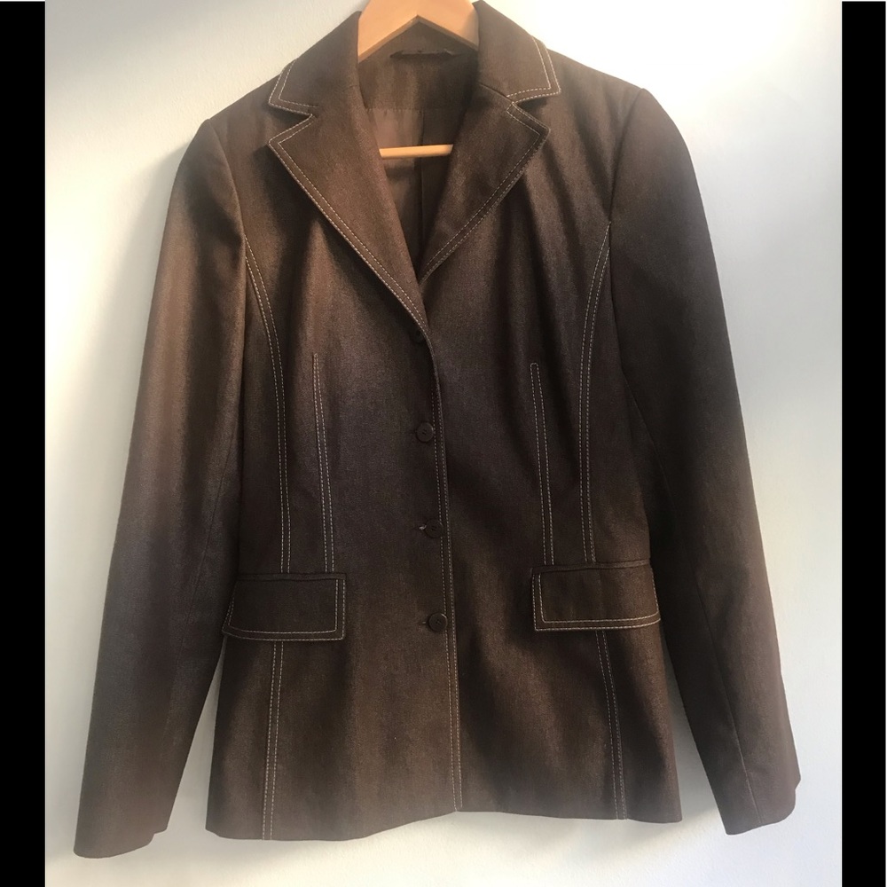 Caroll Paris brown stretch “denim” blazer